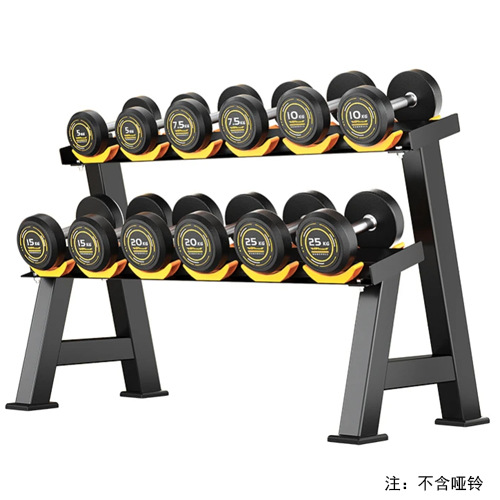 Gimnasio comercial barraca profesional doble capa de tres capas redonda cabeza hexagonal rack de almacenamiento multifuncional barraca rack