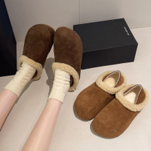 厚底内增高勃肯鞋女鞋加绒雪地靴2025新款冬季一脚蹬毛毛鞋半拖鞋