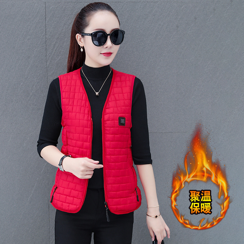 USB Smart Temperature Control Vest with Fleece Lining, Heated Vest for Women, Electric Heating Vest for Women, Winter Electric Heating Clothing, Warm Vest