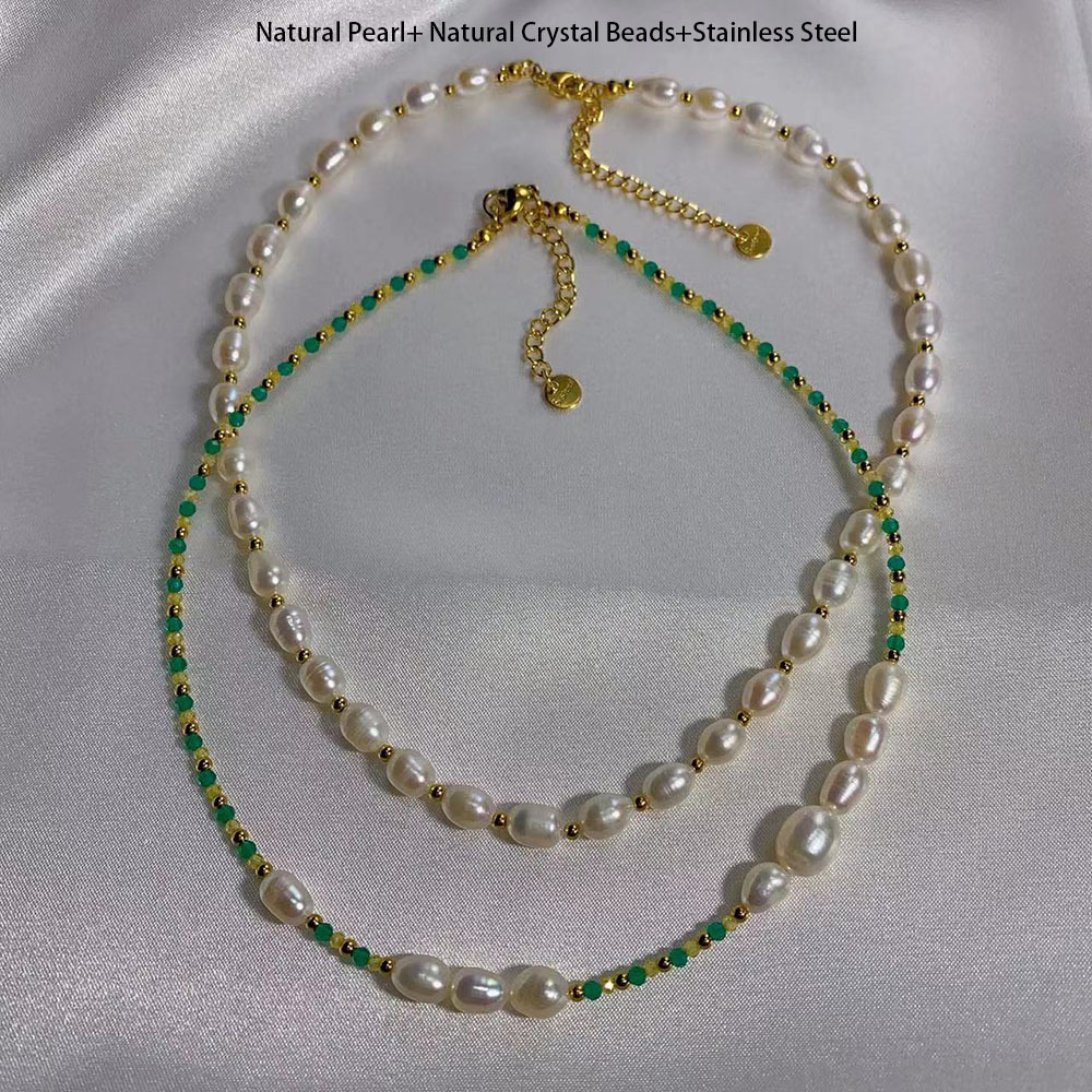 Natural Stone Pendant Material PVD Coated Geometric 304 Stainless Steel Stainless Steel Crystal INS Style Waterproof Non Tarnish Bracelets Necklace