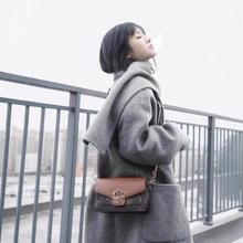 2024秋冬新品羊毛骆驼绒一手长中长款围巾大衣轻奢外套女