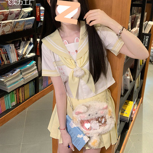 Original Genuine Omi Rabbit Cute Kindergarten Jk Uniform Preppy Style Sweet Sailor Suit Short-Sleeved Suit for Women