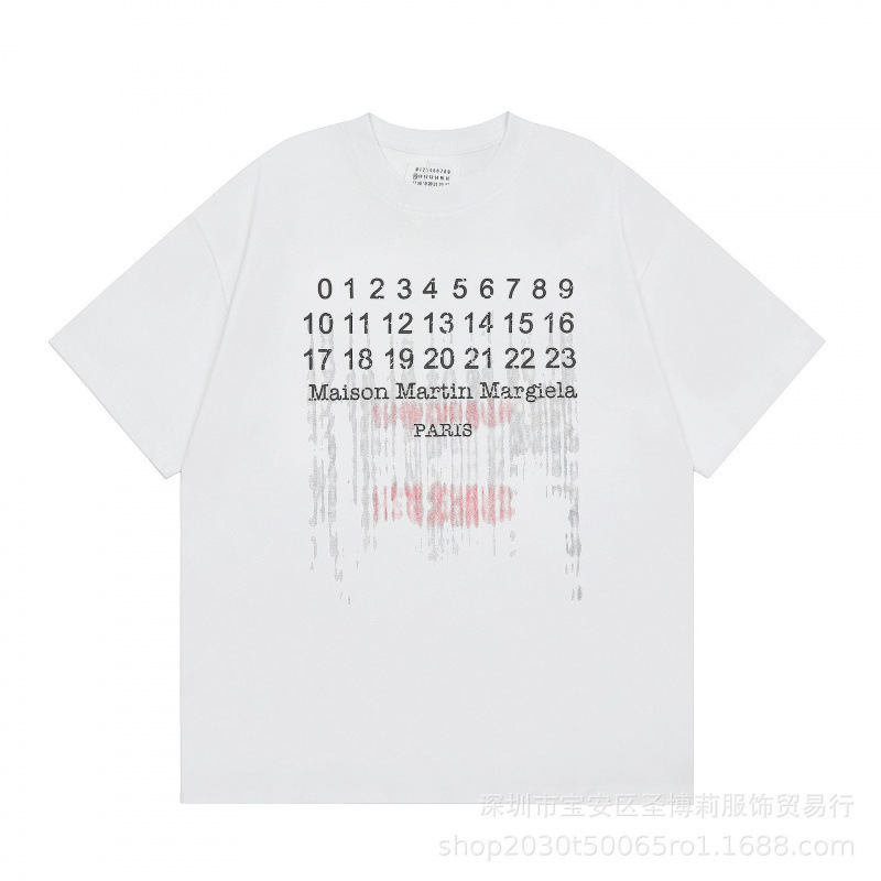 クロスボーダー メゾン マルジェラ マルジェラ デジタル プリント MM6 ピュアコットン 高品質 メンズ Tシャツ レディース 半袖 トレンド|undefined