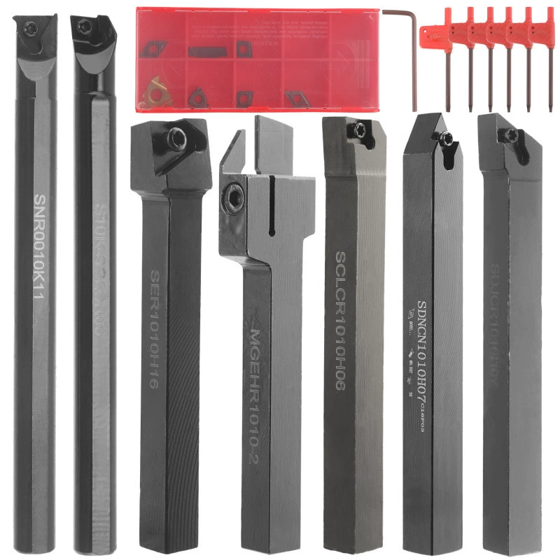 Набор из 7 инструментов для токарного станка с ЧПУ 10 мм, 7 держателей + 7 лезвий + 7 ключей