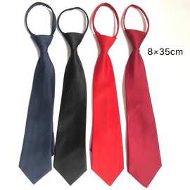 2024女士简易领带35cm拉链工装衬衫懒人纯色免打易拉得便宜领带
