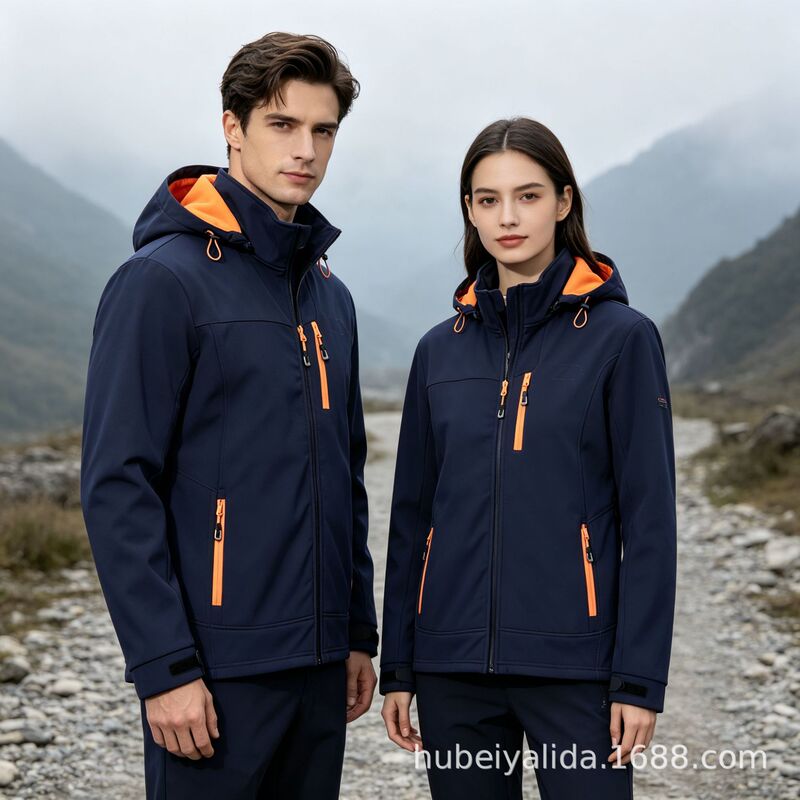 Unisex softshell windproof jacket, outdoor waterproof hooded outerwear, autumn and winter windbreaker, custom workwear Unisex softshell windproof jacket, outdoor waterproof hooded outerwear, autumn and winter windbreaker, custom workwear