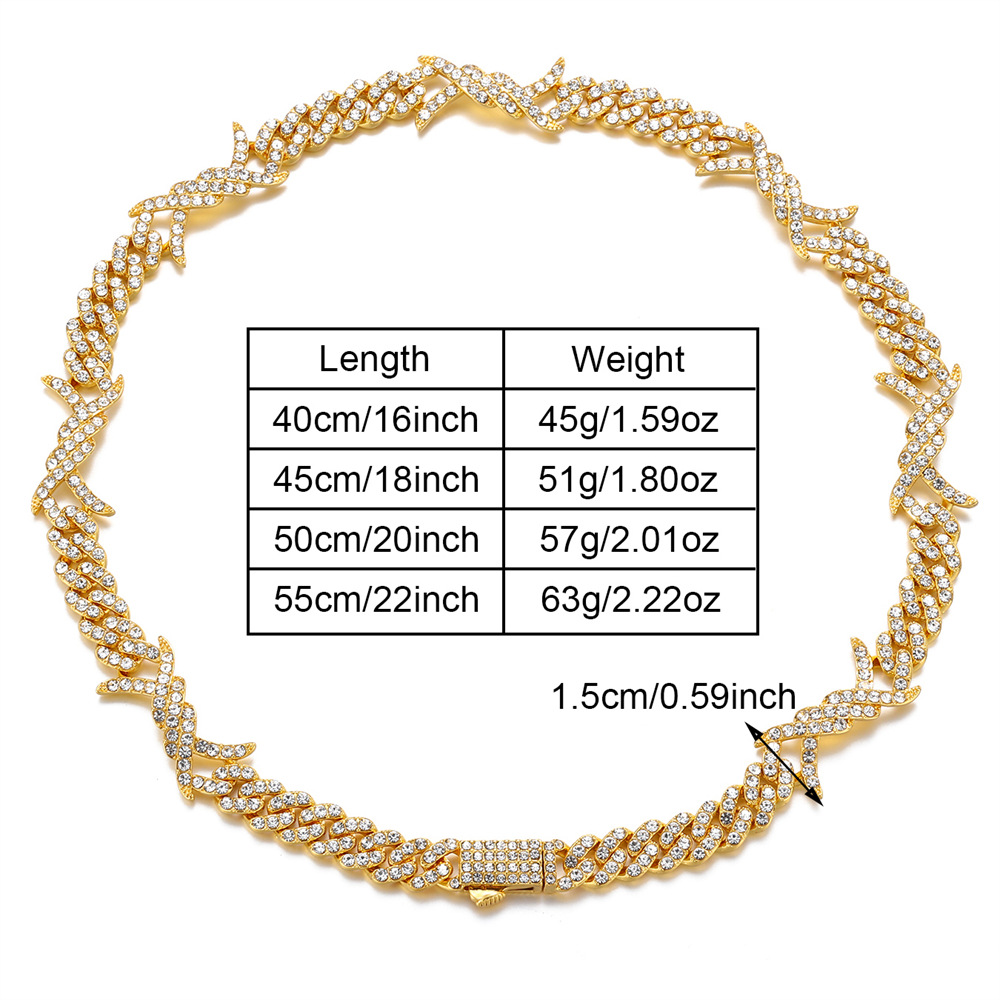 48g Weight Zircon Inlay Material Necklace Classification Alloy Chain Material 1 Piece Quantity Holiday Occasion Alloy Material Solid Color Pattern All Seasons Season Unisex Gender Inlay Design Hip-Hop Style Hip-Hop Solid Color Alloy Inlay Zircon Unisex Necklace Men Chain Necklaces 无