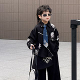 Осенняя детская рубашка для мальчиков, в корейском стиле, короткий рукав, в западном стиле, детская одежда