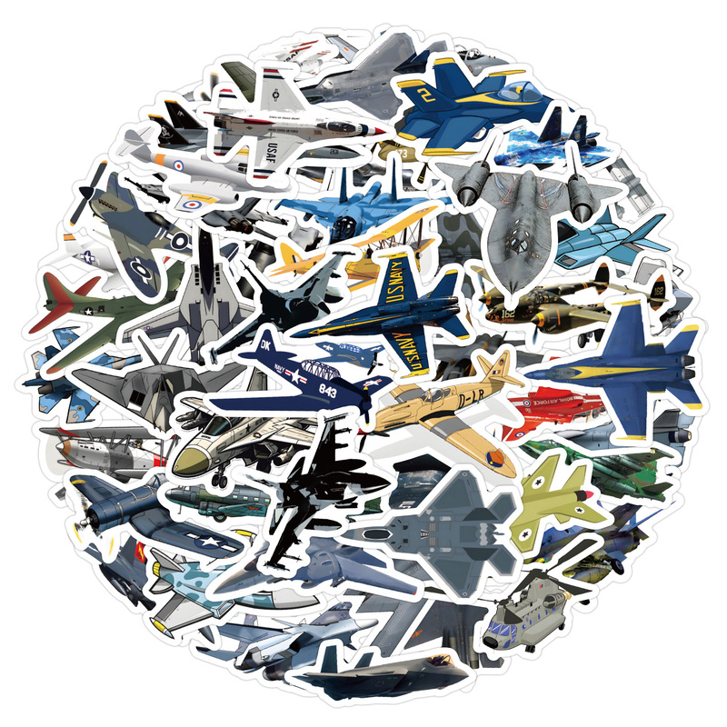 60 New Fighter Jet Personalized Graffiti Stickers for Car Trunks, Water Bottles, Scooters, Waterproof Car Body Decals