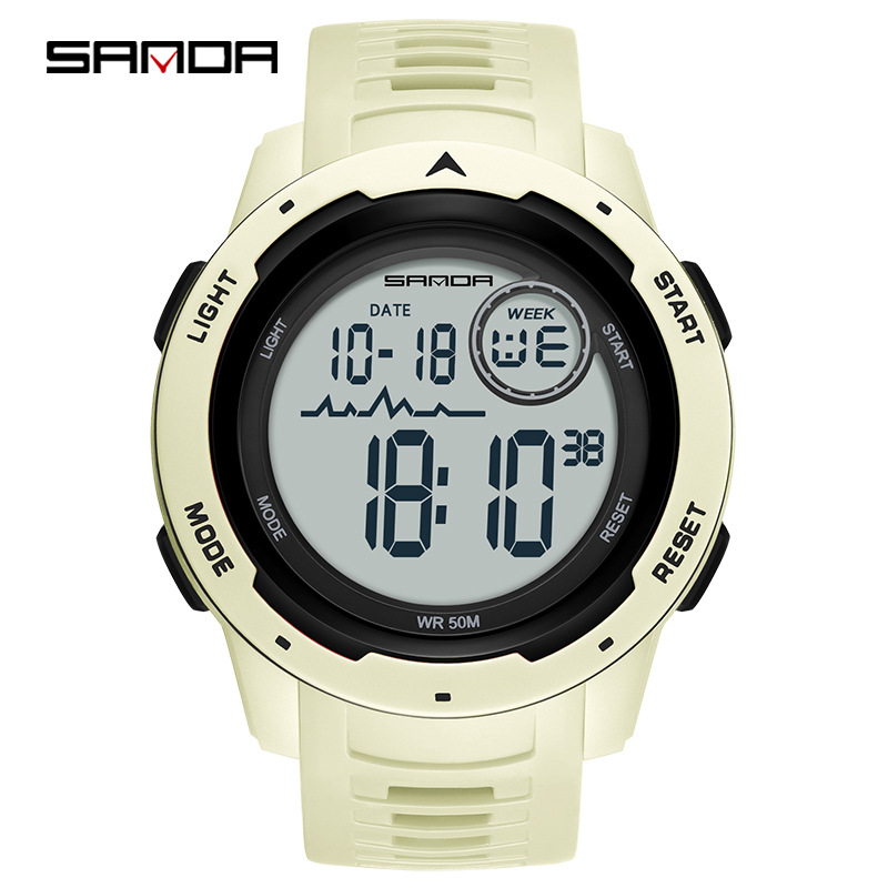 SANDA 2125 multifuncional electrónico impermeable deportes reloj de los hombres estudiante moda reloj de moda de los hombres
