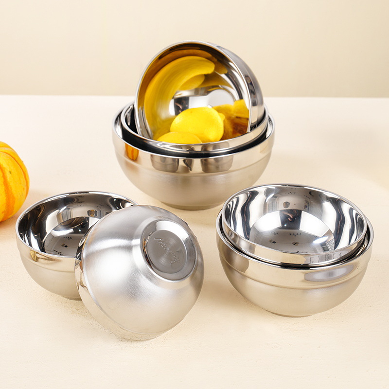 double-layer children's platinum soup bowl stainless steel