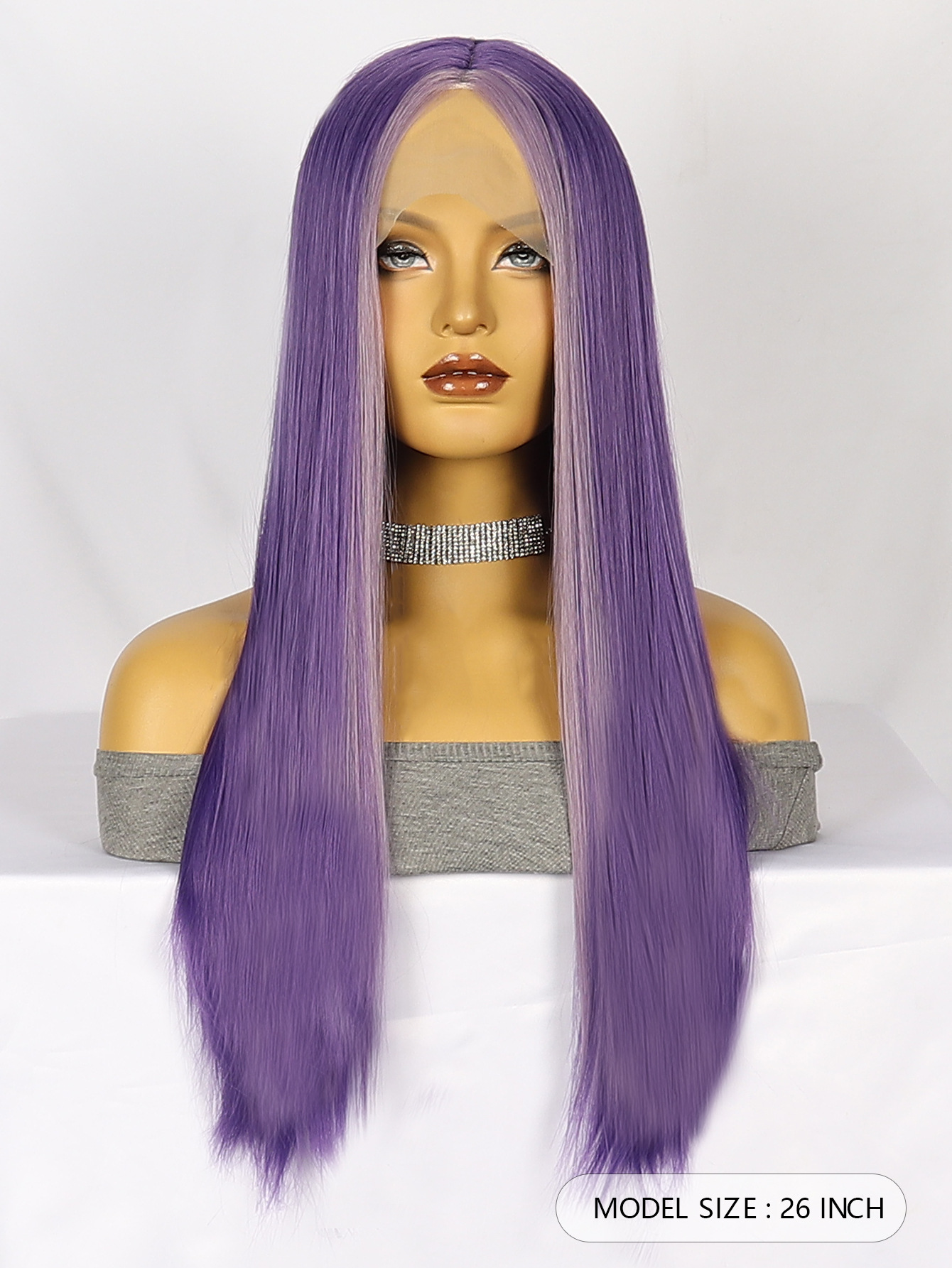 Transfronterizo europeo y americano de encaje 13*4 de las mujeres de largo pelo recto frontal de encaje medio punto de fibra química tocado xuchang pelucas de fábrica