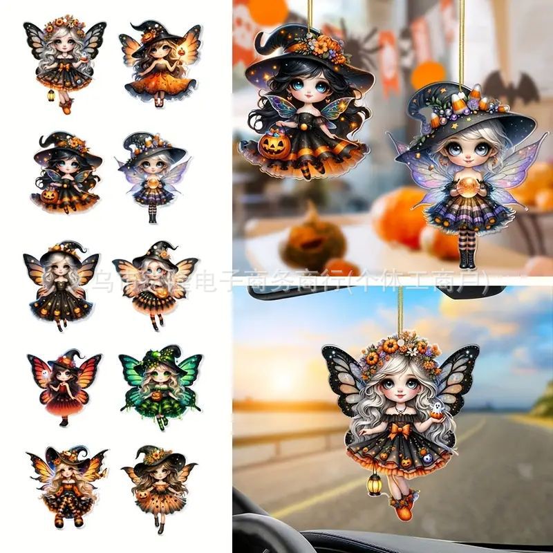 Nuevos productos transfronterizos de acrílico Halloween Elf de automóviles decoración colgante accesorios de llaves colgante soporte fijo image 1