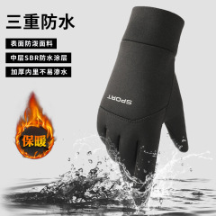 Gloves for men in winter, warm and velvet, touch-screen, cold-proof, windproof and waterproof, outdoor sports, driving, riding motorcycles, winter