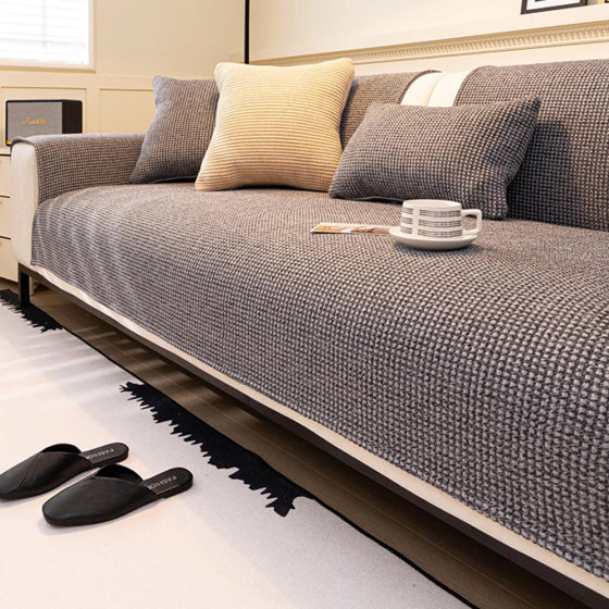 Simple New Sofa Cushion Cotton Yarn Simple Four Seasons Universal Solid Color Light Luxury Non-Slip Sofa Cover Back Towel Cushion
