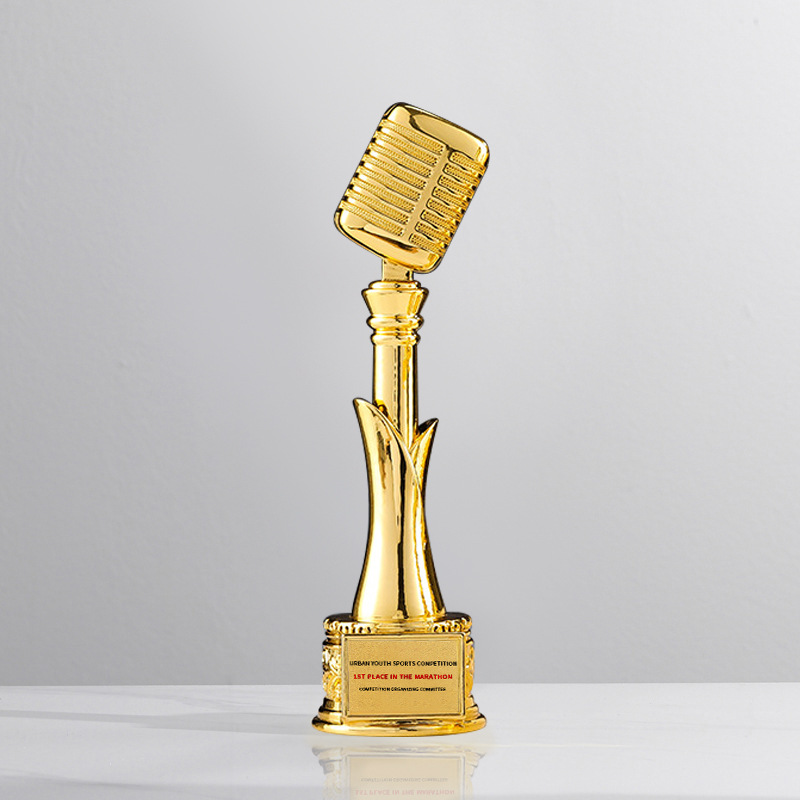 Trofeo de cristal de resina creativo, premios de producción, premios de competición deportiva de gran venta, recuerdos de reuniones anuales de empresa chapados en oro