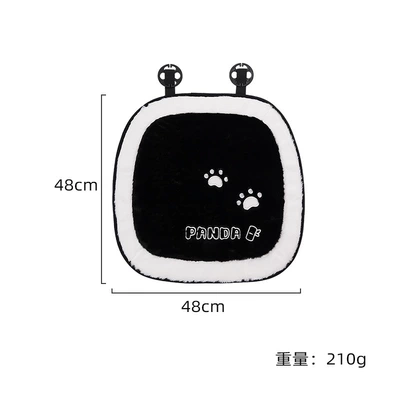 Car seat cushion winter long hair car warm non-slip seat cover monolithic cute cartoon panda universal chair cushion cross-mirror (Wool pad) - long-haired-white-edge-panda-panda-1-seat-cushion