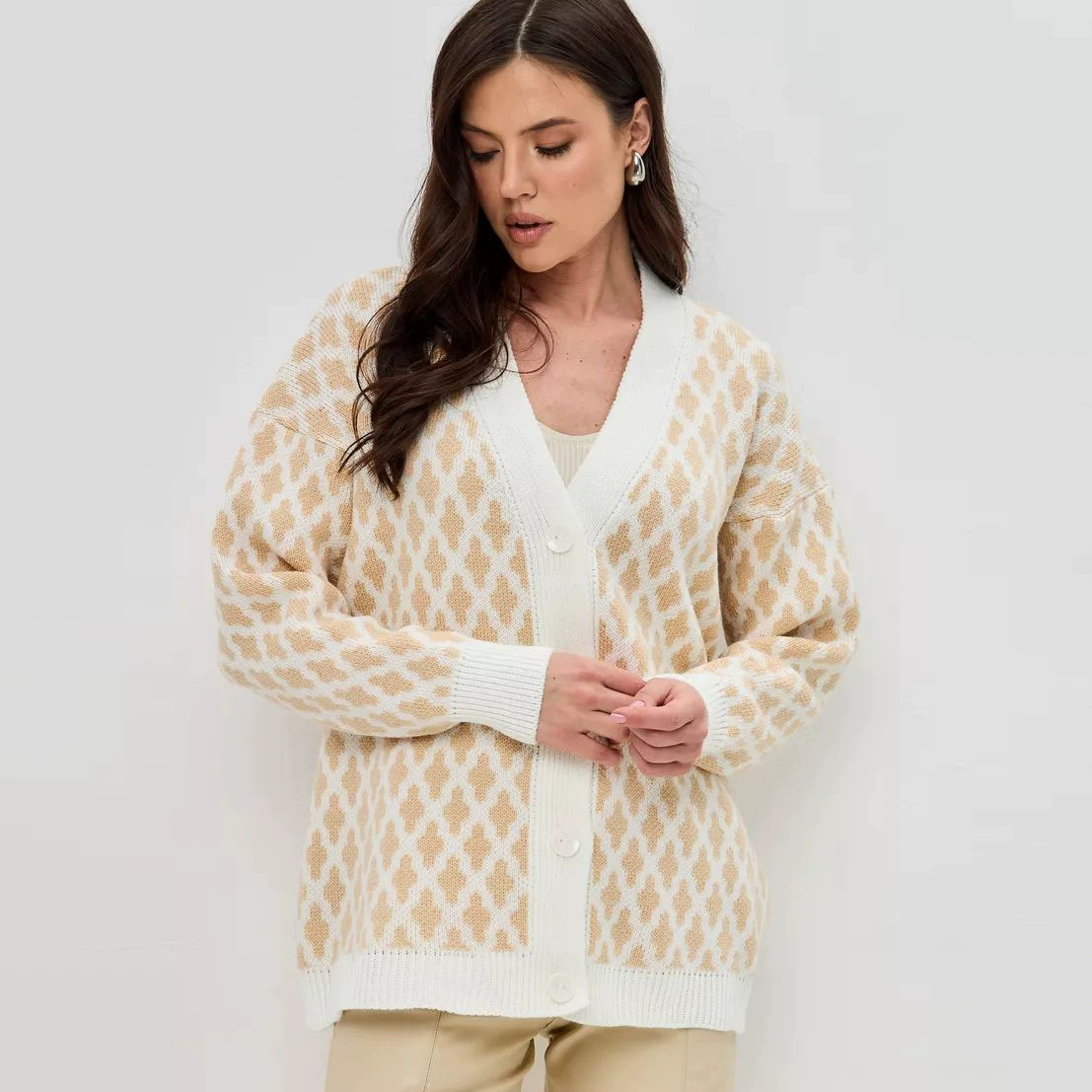 扣 排 пуговицах пуговицах single -breasted knitted cardigan outer sleeve girl
