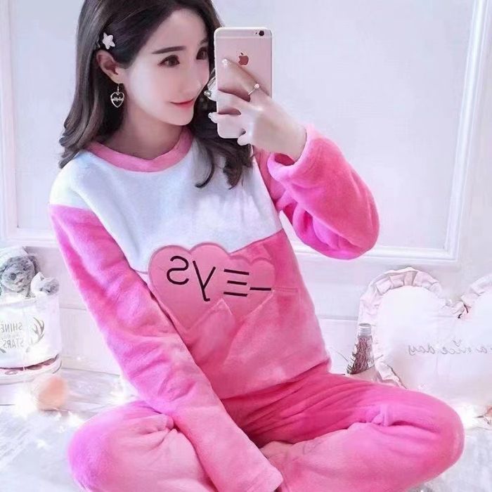 Transfronteriza Vietnam al por mayor otoño invierno pijamas franela espesa mujer dulce dibujos animados casuales mangas largas chaqueta ropa para el hogar