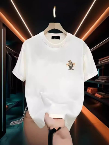 High-end short-sleeve T-shirt for men, trendy brand, round collar, loose casual, simple printed, versatile, cool and stylish men's top