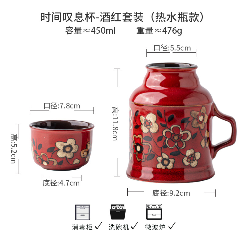 Suspiro de tiempo Taza de olla pequeña pintada a mano china Taza de té de cerámica con tapa Regalo de San Valentín Exportación transfronteriza