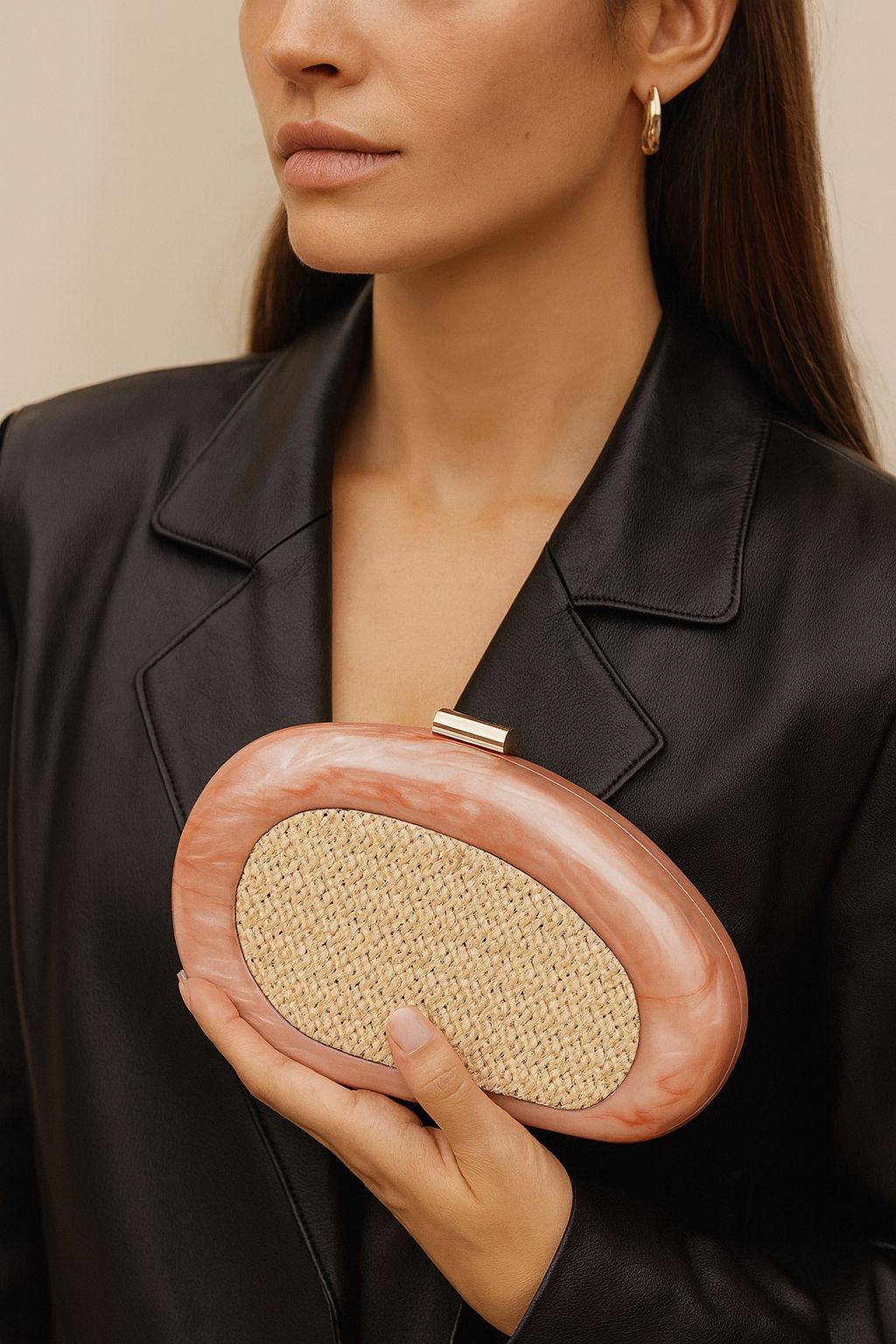 Elegante pochette in acrilico da donna con esclusivo design a conchiglia per feste serali, matrimoni, uso quotidiano, pochette in acrilico per cene di nozze_voghion.com