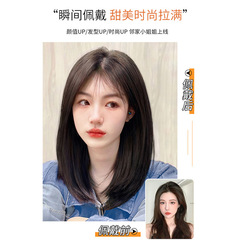 Front lace wig for women, fluffy natural human hair wig headgear, bob clavicle hair, medium and long hair full headgear