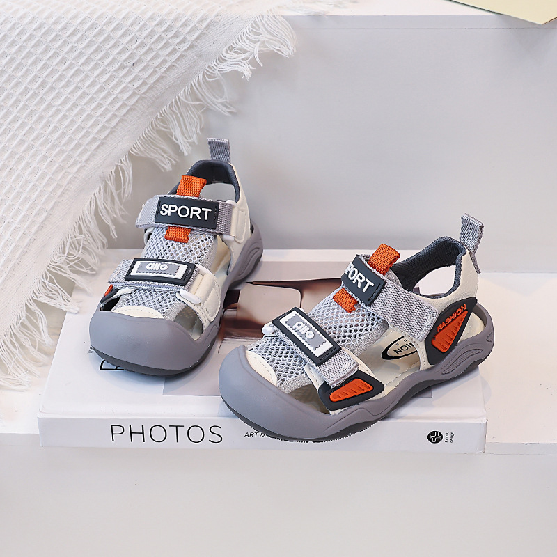 Sandalias deportivas suaves para niños 2026 verano nuevo tipo de bolsas de niños antipatada zapatos de retroceso de malla zapatos casuales transpirables image 5