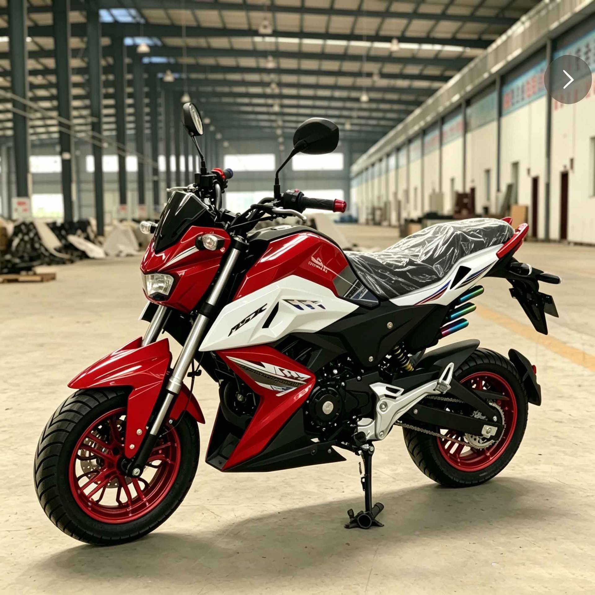 Red and White Two-Wheeled Motorcycles for Cross-Country Riding, Quality Export Models for Adults, Suitable for Urban and Mountainous Areas, Long and Short Distance Riding, Fuel-Powered Vehicles