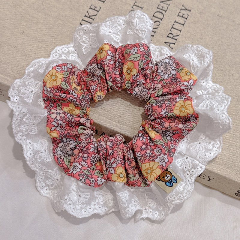 462 кружевная резинка для волос с цветочным принтом и толстой кишкой