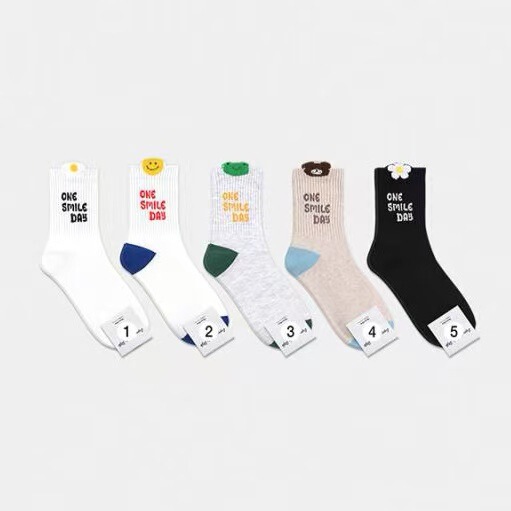 Cross-Border Drop Shipping Autumn Mid-Tube Women's Cotton Socks Cute Stereo Ears Small Animal Letters Ggorangnae Korean Socks
