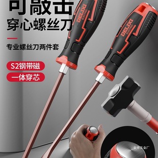 Delixi Flathead and Phillips Screwdriver Set with Extended Handle for Gold-Plated Screws
