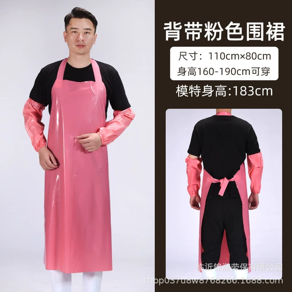 Thick halter neck apron Pink waterproof apron
