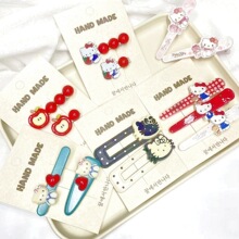 少女甜酷波点kt猫发夹可爱碎发刘海夹侧边夹萌趣小众发卡发饰可爱