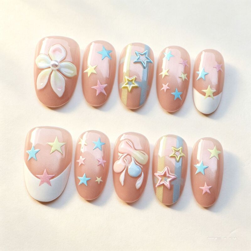 Cross-border foreign trade star 3D floral ice-transparent nude-colored nail tips, designed for a chic and skin-brightening manicure Cross-border foreign trade star 3D floral ice-transparent nude-colored nail tips, designed for a chic and skin-brightening manicure
