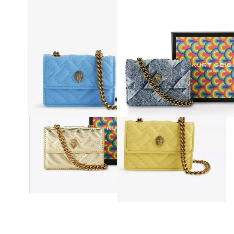 Сумка Eagle Head Mini Bag Kurt Geiger с вышивкой, цветные блоки, глянцевая, карта, одно плечо, через плечо, цепочка