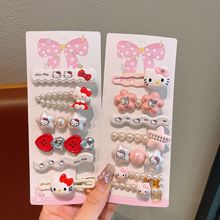 儿童粉色kt猫发夹甜美少女日系卡通发卡女童刘海夹高级感银色发饰