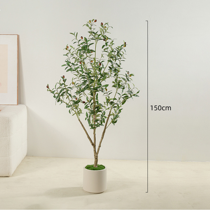 Planta artificial olivo olla casa sala de estar piso interior gran planta verde ventana centro comercial decoración árbol falso