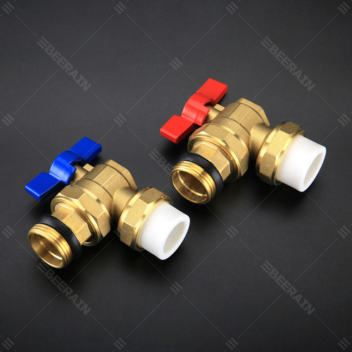 Angle type sleeve valve floor heating water collector inlet and return valve brass ball valve PPR single hot melt outer wire water distributor sleeve valve