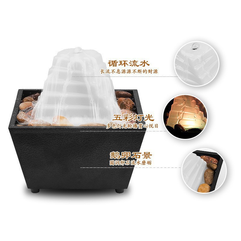 Fuente de Agua de Escritorio Pequeña de Plástico de Agua Corriente con Luz para Sala de Estar y Oficina image 22