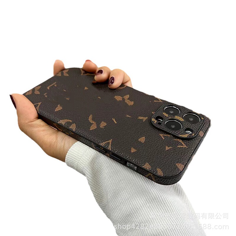 潮牌经典老花全包手机壳适用iPhone16promax皮质14保护套14/15pro|undefined