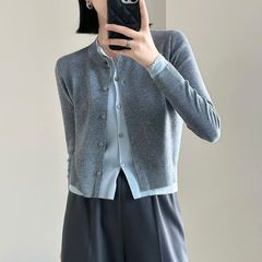 顔の値は14針のオーストラリアの美しい奴のウールのカーディガンを担当して色の二重のドアの襟にぶつかって小さいコートを設計します。