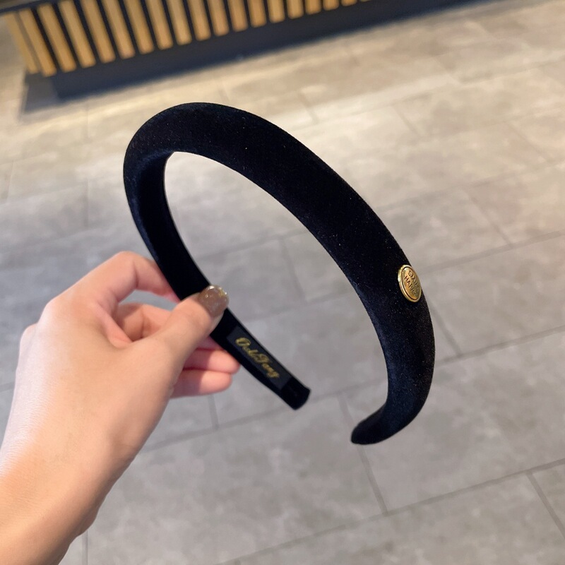 小金标窄版彩色丝绒发箍秋冬新款高颅顶海绵头箍百搭发卡发饰|undefined