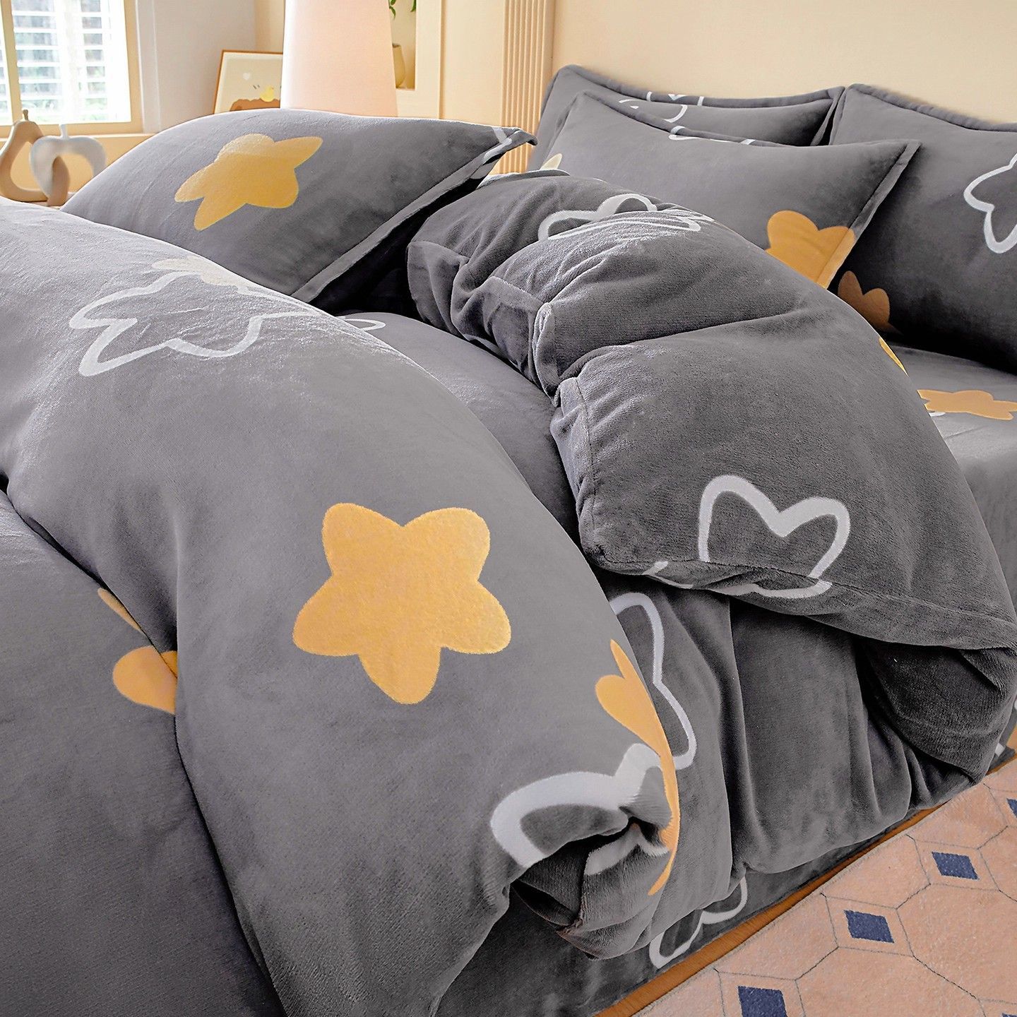 Invierno de leche de camisa cubierta de edredón de coral de brida de una sola pieza con edredón de camisa de calor 150x200x230 doble cara