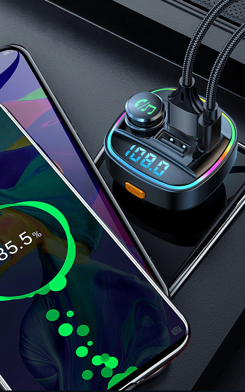 New car mp3 bluetooth player lossless sound quality fast charging car charger fm HD dual display transmitter