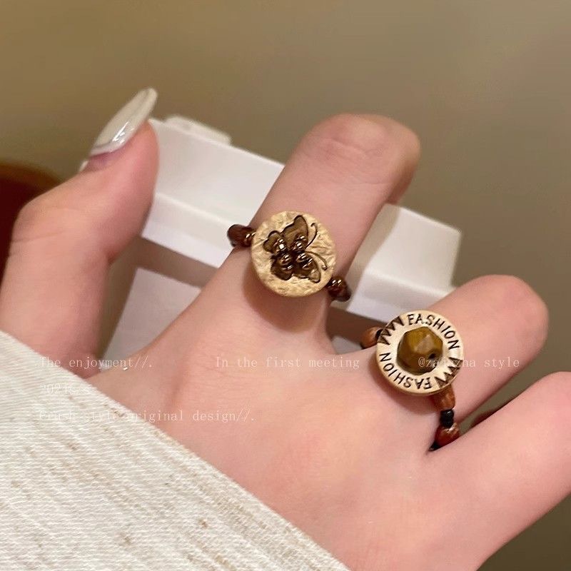 새로운 중국 스타일 나비 나무 페르시 반지 여성 복고풍 탄성 로프 검지 손가락 반지 패션 골동품 하이 엔드 맞춤 반지