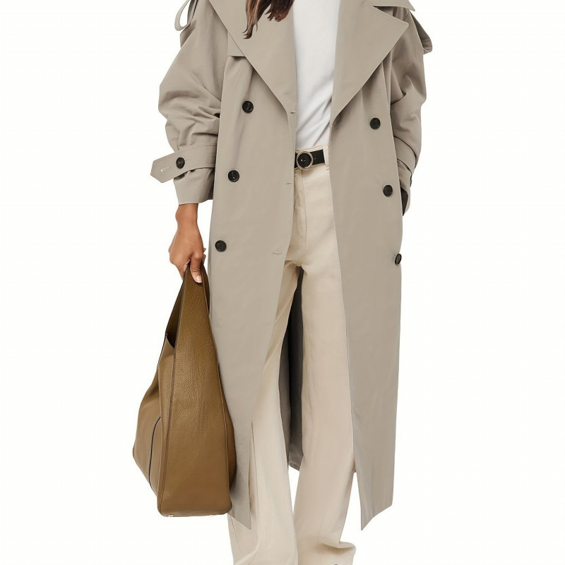 Oversized Windproof Trench Coat Double Womens Oversized 跨境|undefined