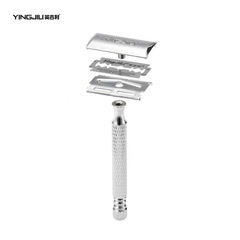 Vintage Razor, Double-Edged Shaving Knife with Elegant British-Style Metal Stand—Includes 1 Blade, Model 8306H