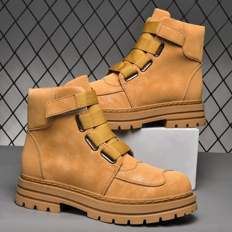 12112 Мужская и женская обувь Martin ботинки модные осенние высокие кожаные ботинки на липучке повседневные рабочие ботинки пара