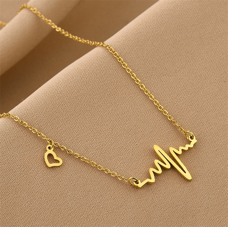Simple Style Heart Shape Titanium Steel Necklace 1 Piece